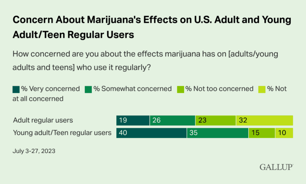 Bezorgdheid over de effecten van cannabis op Amerikaanse volwassen en jongvolwassen / tiener regelmatige gebruikers