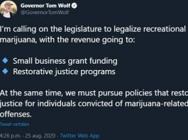 Pennsylvania gouverneur Tom Wolf cannabis legalisatie